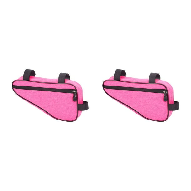 Wosthever Bolsa de tubo delantero para bicicletas de montaña, bolsa de gran capacidad colgante antiarañazos para bicicleta de carretera, Rosado 2piezas