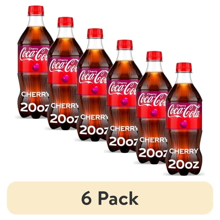 (6 pack) Coca-Cola Cherry Soda Pop Bottle, 20 fl oz