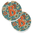 thumbnail image 1 of Carolines Treasures CJ2012-BCARC Lettre B Fleurs Rétro Bleu Ensemble de 2 Porte-Gobelets sous-Verre de Voiture, 1 of 1
