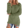 thumbnail image 4 of Women's Plush Fleece Pullover Sweater, Loose Fit Crewneck Long Sleeve Fuzzy Top, Soft Cozy Casual Sweatshirt for Fall Winter Daily Wear Green, 4 of 6