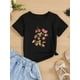 thumbnail image 1 of Adorable Girls' Strawberry & Floral Print T-Shirt - Soft Polyester, Crew Neck, Short Sleeve - Perfect for Spring/Summer Casual Wear - Charming Gift for Young Style Enthusiasts, 1 of 6