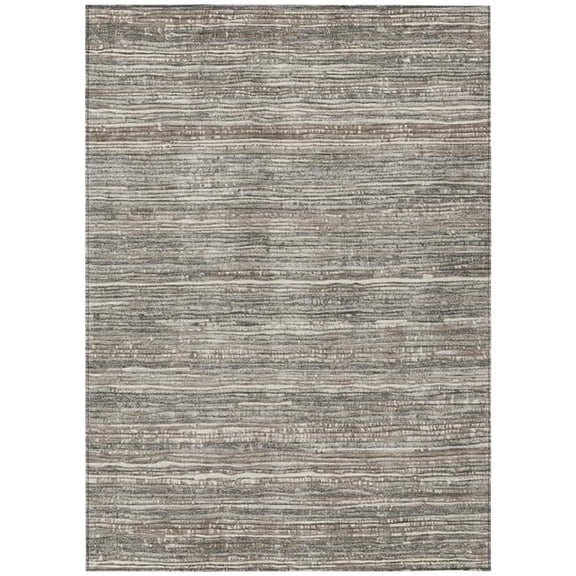 HomeRoots 622569 10 x 14 ft. Beige & Gray Striped Washable Transitional Indoor & Outdoor Rectangle Area Rug
