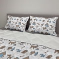 thumbnail image 2 of Bones Comforter & Sham Bedding Set, Cartoon Style Dog Related Elements Friendly Animals, 3 pcs Duvet Set Microfiber Filling Quilt, 5 Sizes, Cocoa Sky Blue, by Ambesonne, 2 of 4