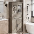 thumbnail image 4 of GloryStar 67" Tall Rustic Brown Storage Cabinet, Bathroom Organizer with Adjustable Shelf, Drawer, and Door, Freestanding for Living Room, Kitchen, or Laundry Room, 4 of 8
