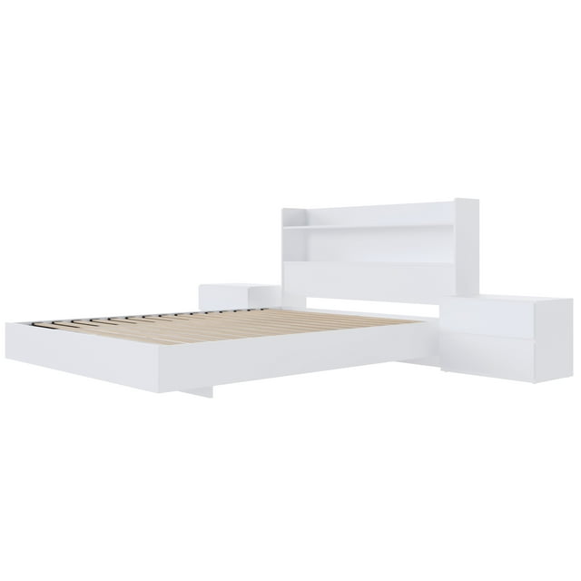 Nexera Harper Ensemble de Chambre Plateforme Flottante 4 Pcs, Blanc, Double
