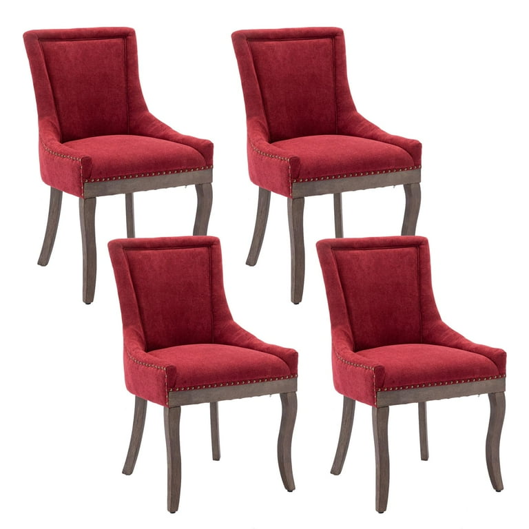DONICK Vintage Fabric Upholstered Dining Chairs,Solid Wood Kitchen