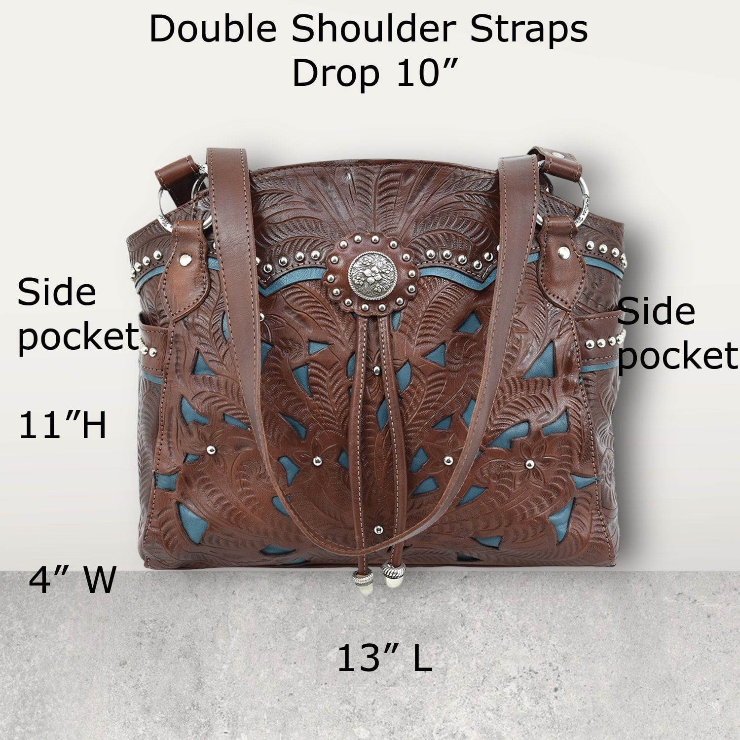 American West Handbag Blue Ridge Collection: Zip Top Tote - OutWest Shop