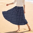 thumbnail image 6 of Arlun Retro Polka Dot Midi Skirts for Women 2026 Summer Elastic Waist A Line Flowy Flared Ruffle Skirts Elegant Boho Loose Pleated Mid-Length Skirt for Vacation and Daily Wear Dark Blue L, 6 of 7