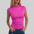 thumbnail image 4 of yueewhu Women's Going Out Basic Tank Tops Mock Neck Spring Clothes Sleeveless Cute Shirts Summer Y2K Sexy Outfits 2026 (Hot Pink, L), 4 of 7
