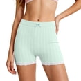 thumbnail image 2 of Costeam Womens High Waist Embossed Knit Lace Biker Shorts Elegant Bow Decor Detail Soft Breathable Fabric Side Pockets Elastic Waist Chafe Resistant Relaxed Fit Sleep Casual Short Bottoms, 2 of 7