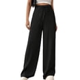 thumbnail image 2 of Women'S High Waist Slim Fit Draped Casual Tie Front Wide Leg Pants Black XXL, 2 of 9