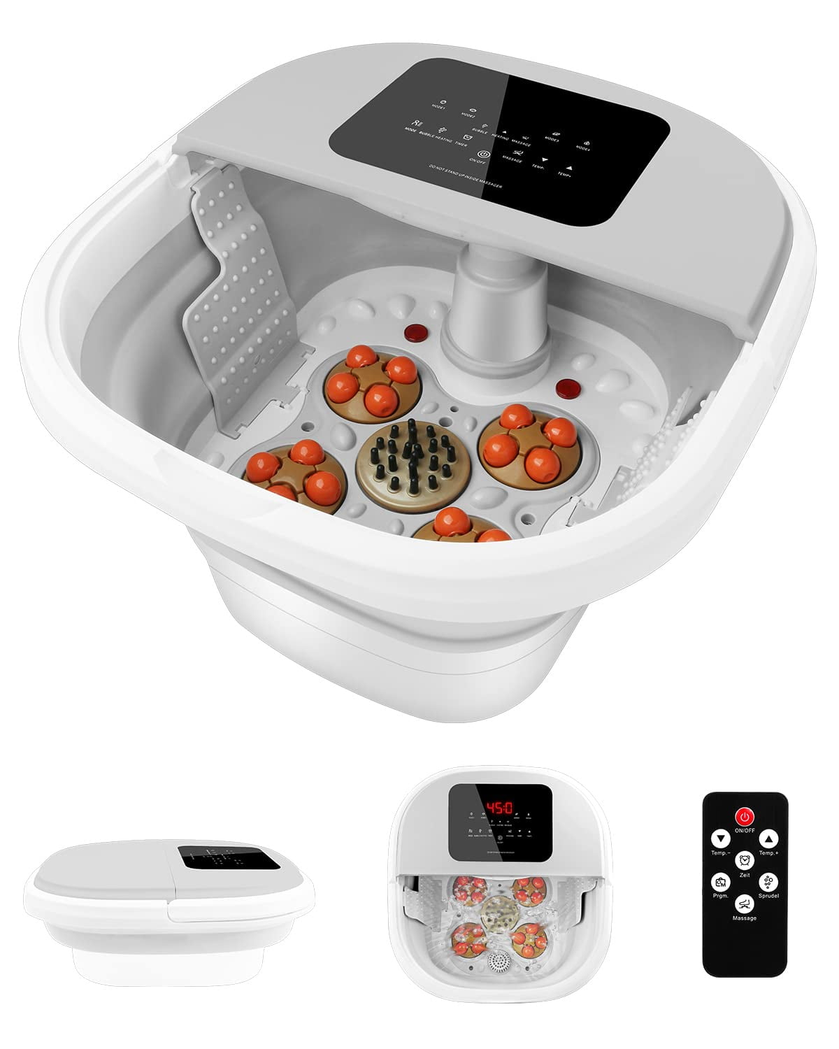 Ikristin Foot Spa Massager with Heat, Collapsible Motorized Foot Bath