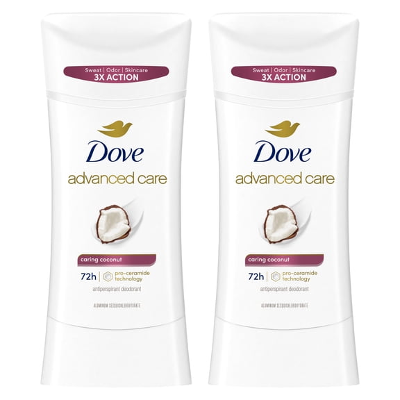 Dove Advanced Care Caring Coconut Antiperspirant Deodorant, 2 Count, 2.6 oz