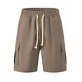 thumbnail image 7 of Mens Cargo Sweat Shorts Drawstring Elastic Waist Straight Leg Shorts Solid Color Casual Exercise Shorts, 7 of 7