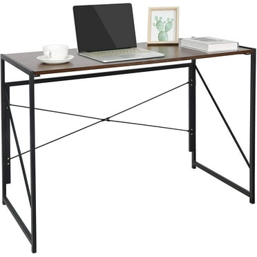 ZenStyle Folding Computer Writing Desk Wood Top Metal Frame Study Desk PC Laptop Table