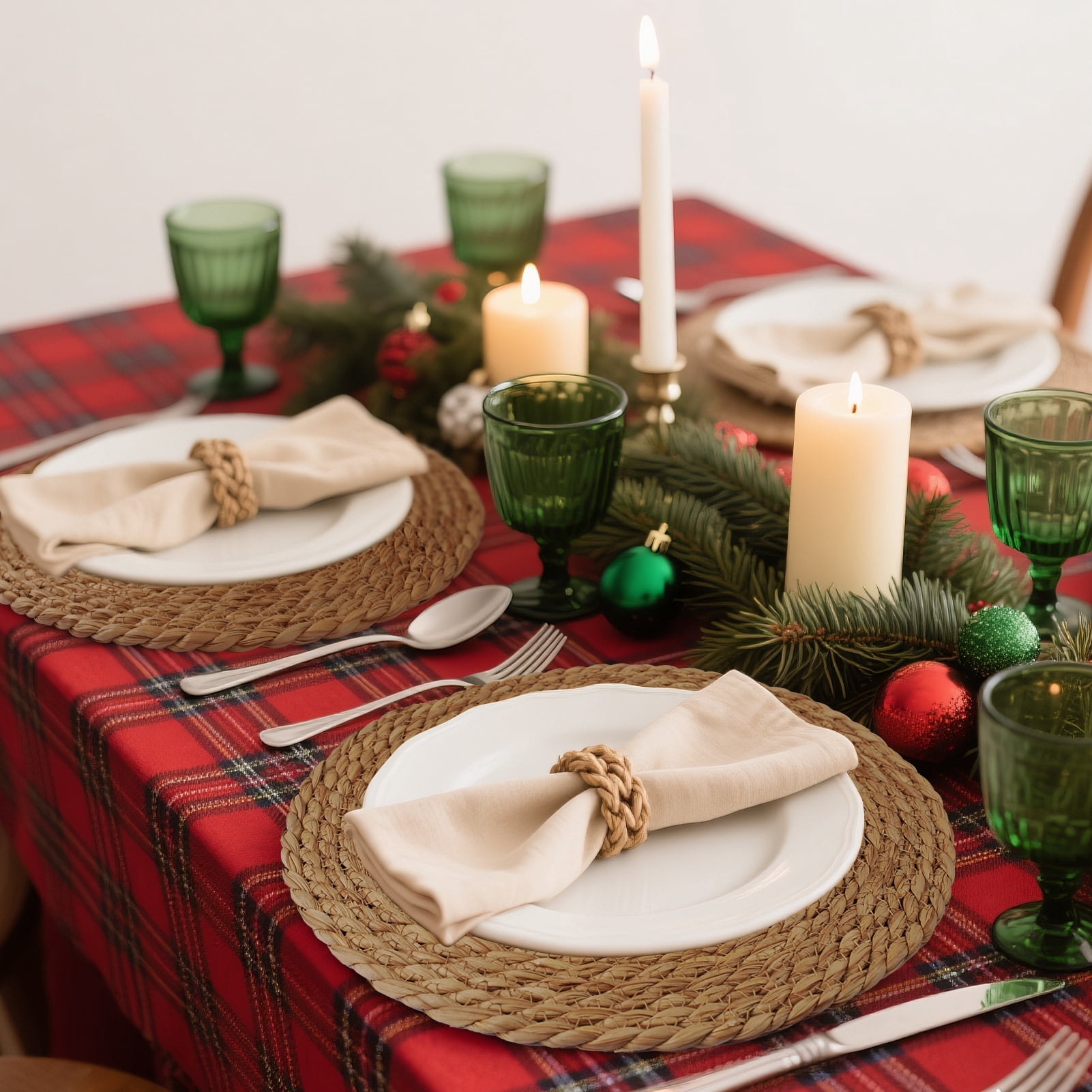 6 Pack Round Woven Placemats Natural Water Hyacinth Wicker Place mats Braided Straw Table Mats Charger Plates for Dining Table, Fall, Thanksgiving, Christmas (11.8 inch)