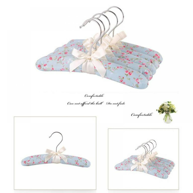 GLCON Anti Slip Satin Padded Clothes Hangers for Women Foam Sweater Hangers  - Fancy Thick Padded Coat Hanger No Bump Floral Canvas Cover for Adult