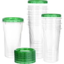48 oz Clear Twist Top Storage Deli Containers with Leak Proof Lids Green - BPA Free Snack Containers Airtight Reusable Plastic Food Storage Canisters with Twist Seal Caps Kitchen Organizer (24)