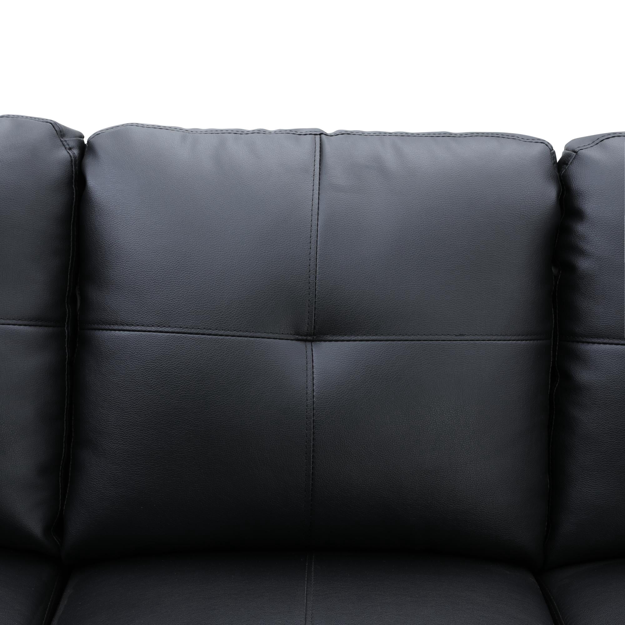 Prilinex Modern L Shaped Sectional Couch with Otttoman, 97" Faux Leather Sectional Sofa for Living Room Modular Couches with Ottoman Storage for Bedroom, Apartments, Black