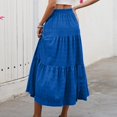 thumbnail image 6 of Maxi Skirt Womens Summer Casual Elegant Smock Layered Tiered High Waisted A Line Flowy Long Skirts with Pockets Blue L, 6 of 9