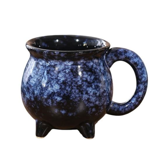 Shoreew Ceramic Cauldron Coffee Mug with Ghosts Pumpkins Bats Halloween Tea Cups Personalized Witchy Gifts for Sisters Family