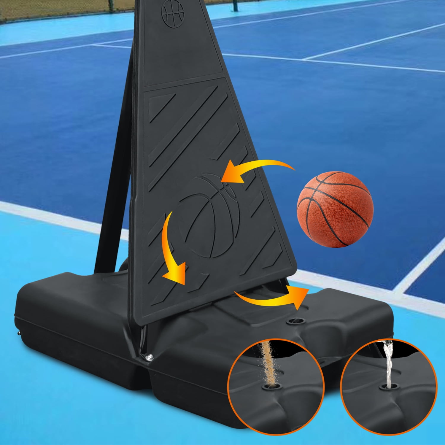Youmumeub Portable Basketball Hoop, Adjustable Height 8-10 ft Basketball Goal, 39" Polycarbonate Backboard with Rebound System & Wheels, Indoor/Outdoor Hoop for Youth & Adults (Black/Blue)