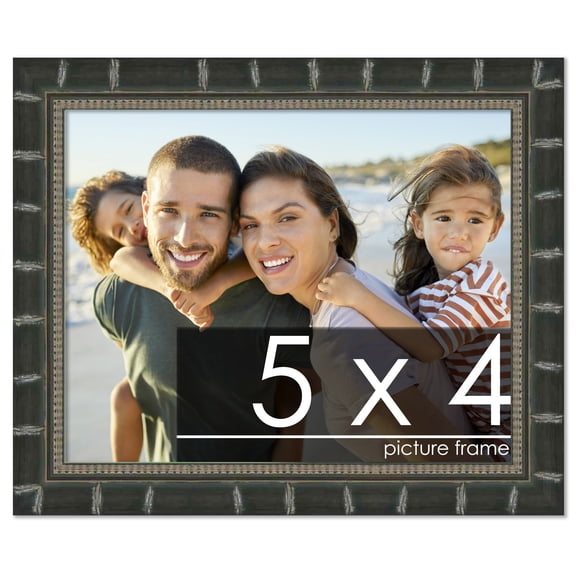 5x4 Bamboo Black Complete Wood Picture Frame with UV Acrylic, Foam Board Backing, & Hardware