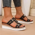 thumbnail image 6 of WLOELOEW Women'S Round Toe Open Toe One Foot Wedge Sandals Casual Versatile Plus Size Pu Material Size 8 Us Foot Length 9.65 Inches, 6 of 9
