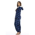 thumbnail image 2 of Just Love Buffalo Plaid Adult Bodysuit Faux Shearling Lined Hoody One Piece Pajamas (Royal Buffalo Plaid, Medium), 2 of 3