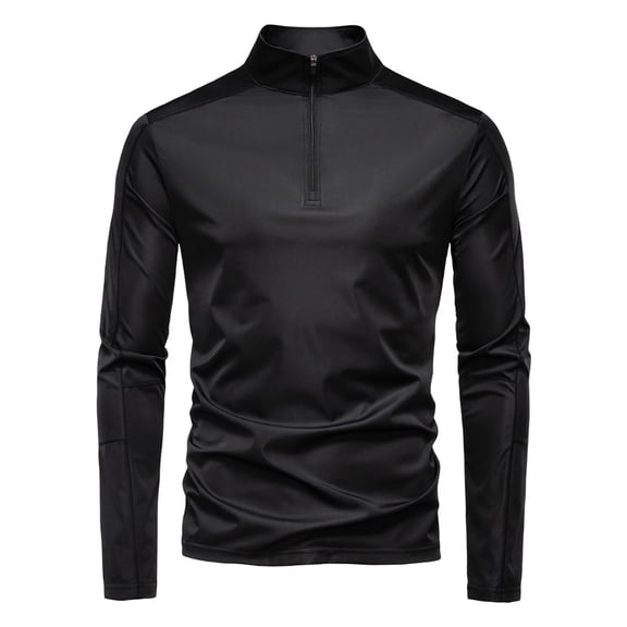 Delliss Men's Simple Long Sleeve Top 1/4 Zip Up Fishing Hiking Rash Guard T-Shirts Outdoor Blouse