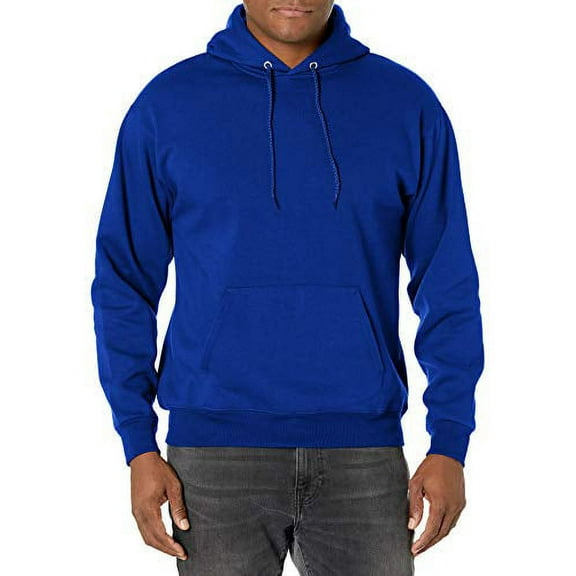 Hanes Men's Pullover EcoSmart Hooded Sweatshirt, Deep Royal, Large