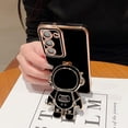thumbnail image 2 of Compatible with Samsung Galaxy S23 5g 6D Plating Astronaut Hidden Kickstand Case Luxury Cute Heart Pattren Cover with Camera Protection Soft Silicone Shockproof Stand Holder Bumper (Black), 2 of 6