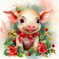 thumbnail image 1 of Pintura de diamante 5D DIY taladro redondo completo Navidad Piglet decoración del hogar 30x30cm Wdftyju, 1 of 9