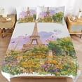thumbnail image 6 of 3 Pcs Soft Bedding Set, Includes 1 Duvet Cover with Zipper And 2 Pillow,Shams Eiffel Tower Queen(90"×90"), 6 of 8