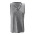 thumbnail image 4 of MIXUE Womens Summer Tops Solid Color V Neck Hollow Out Sleeveless Tank Fashion Tshirts Outwear,Gray,XL, 4 of 5