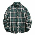thumbnail image 2 of BiZtdJrK Mens Big and Tall Plaid Shirt Lapel Long Sleeve Button Down Shirts Loose Casual Shirts with Chest Pocket Green XXXL, 2 of 4