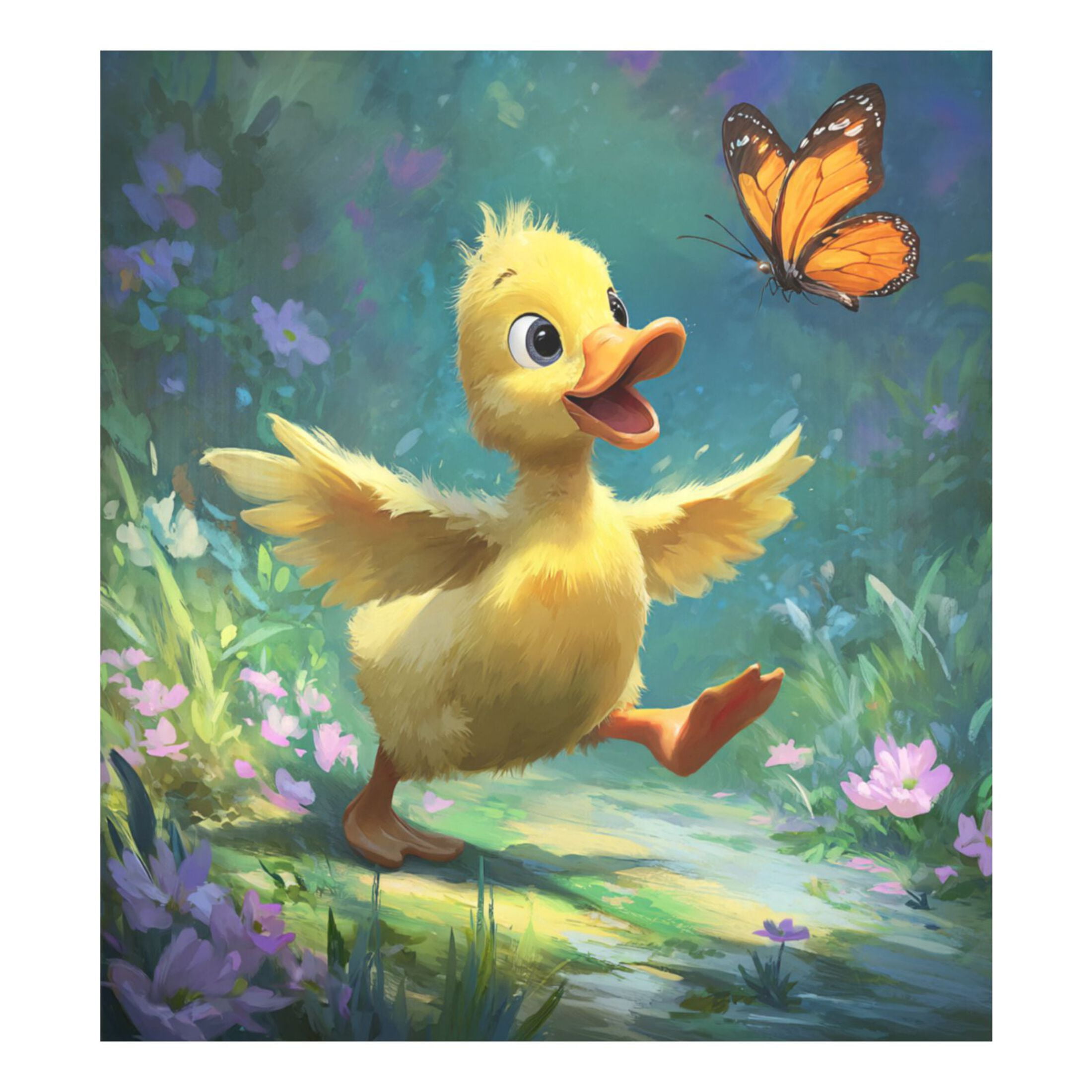 Dishwasher Magnetic Refrigerator Magnet Cover Sticker Home Decorative 23"x26" Yellow Duck and Butterfly