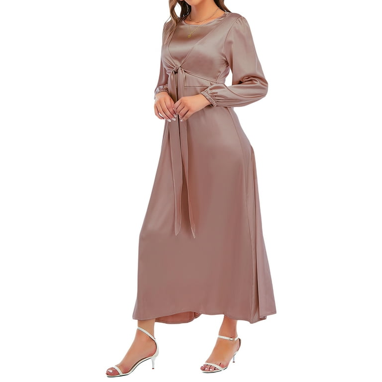 Long Sleeved Tie With Solid Color Dress Long Sleeved Tie With Solid Color Dress
