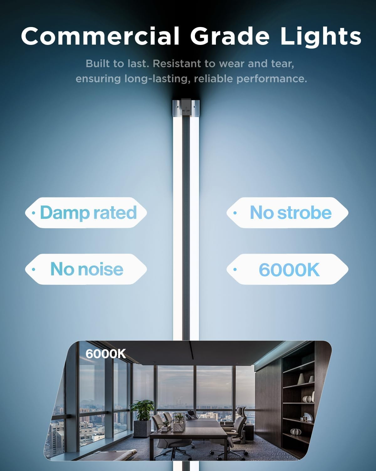 Sunco 10 Pack LED Shop Lights for Workshop 4FT, Linkable Garage Lighting, 4500 LM, 40W (150W Equivalent), 6000K Daylight Deluxe, Surface + Suspension Mount, 48 Inch Integrated Fixture, White.