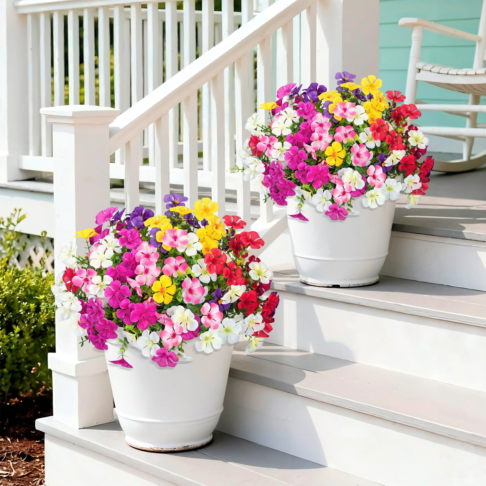 Scidweet 24 Bundles Artificial Flowers for Outdoors, Faux Silk Flowers Fake Flowers and Plants for Spring Summer Patio Garden Home Porch Yard Decor, Mixcolor