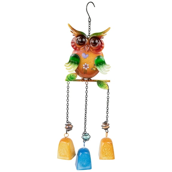 Northlight 10" Green Metal Owl Outdoor Garden Windchime