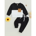 thumbnail image 3 of Elippeo Baby Boys Pants Set 6M 12M 18M 24M 3Y  Long Sleeve Crew Neck Contrast Color Sweatshirt with Elastic Waist Sweatpants Infant Clothes, 3 of 10