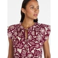 thumbnail image 5 of Time and Tru Women's and Women's Plus Tiered Cotton Mini Dress with Flutter Sleeves, Sizes XS-4X, 5 of 6