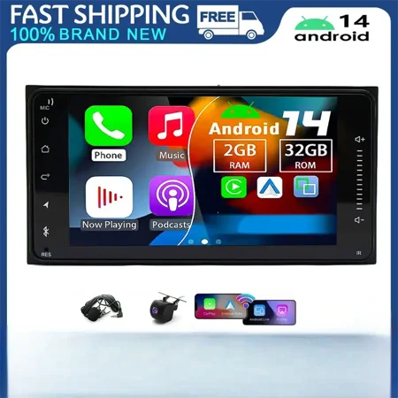 Zcargel Double Din Car Stereo Android 13 7 2+32GB with GPS Navigation WiFi Wireless CarPlay Android Auto Bluetooth Car Radio Touch Screen Radios for Cars for Toyota Land Cruiser 100 1998-2007