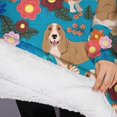 thumbnail image 3 of Oversized Wearable Blanket Hoodie,Basset Hound Dog and Flower-1 Sherpa Blanket Hoodie with Super Pockets,Super Warm Fuzzy Pullover for Women & Men, 3 of 6
