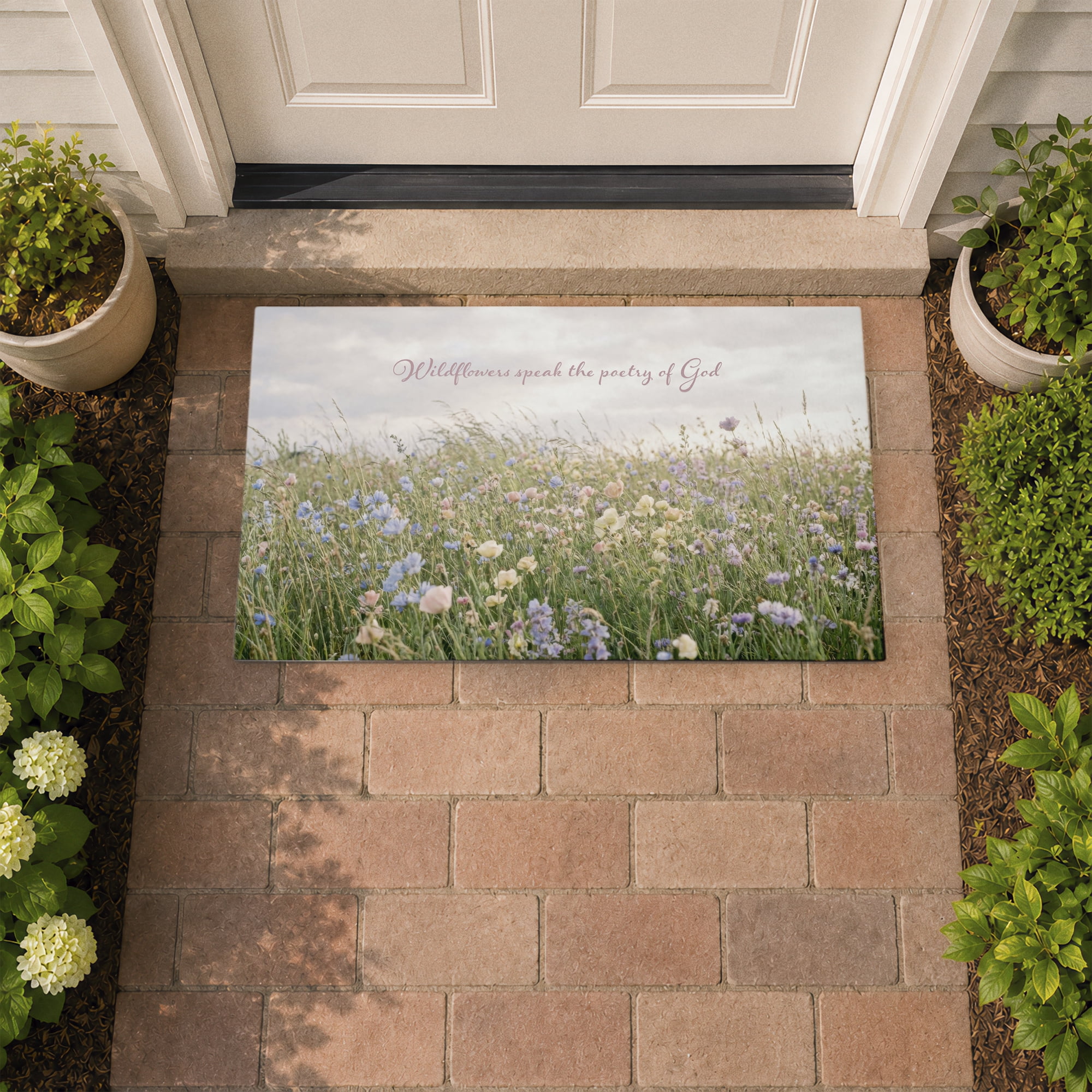 Stupell Industries Wildflowers Speak Poetry of God Printed Outdoor Door Floor Mat, design by A Barefoot Stylist