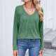 thumbnail image 4 of Ailaofu Women Tops Long Sleeve Shirts V Neck Loose Fit Soft Casual Solid Color T-Shirts Fall Clothing, 4 of 6