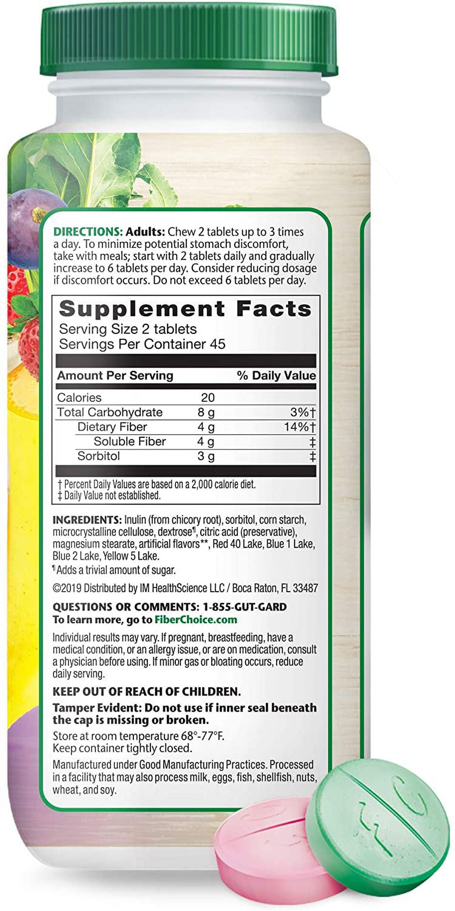 Fiber Choice Daily Prebiotic Fiber Chewable Tablets, Assorted Fruit, 90  Tablets 