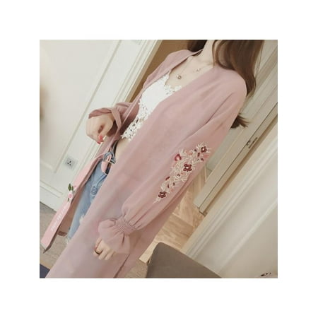Flare Kimono - Topumt Women Summer Floral Flare Sleeve Chiffon Kimono Long Cardigan Jacket Coat Blouse