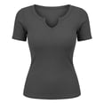 thumbnail image 4 of MuXiKeJi Clothes Women Dressy Blouses Tops Casual Summer Round Neck Short-Sleeve Tshirt Solid Color Shirt Tunic Shirts Cotton Vacation Outfits, 4 of 4